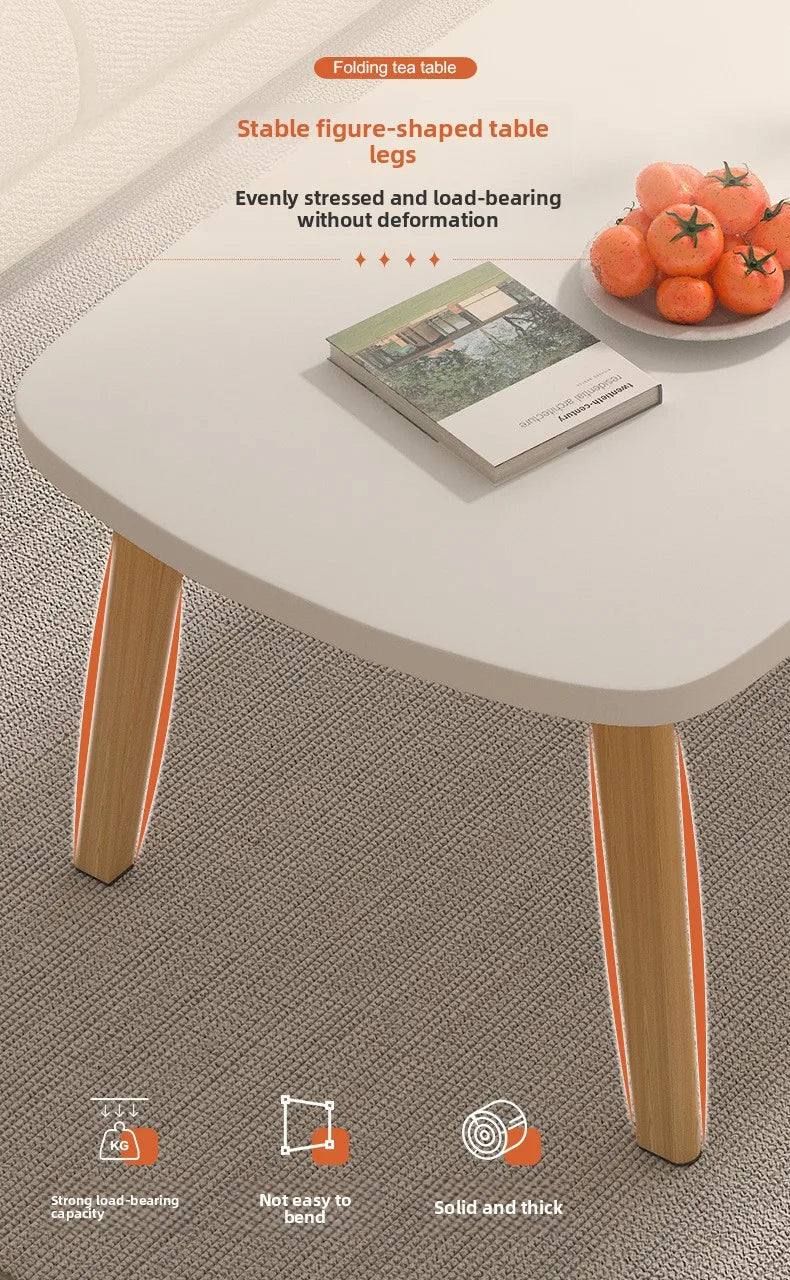 Foldable Solid Wood Coffee Table – Small Apartment Living Room Furniture